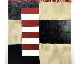 Lot 2230 Large Modernist Op Art Painting on Canvas. Graphic geometric painting. 