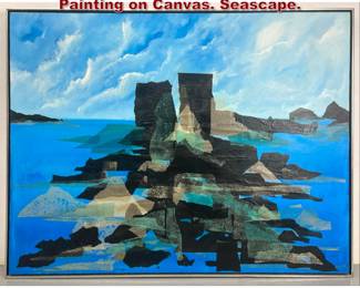 Lot 2231 Large GRIMOLDI Abstract Modern Painting on Canvas. Seascape. 