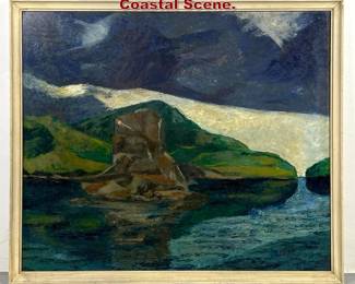 Lot 2232 JJ Ellis Painting on Board. Coastal Scene. 