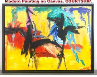 Lot 2236 DIANNE BERNSTEIN Abstarct Modern Painting on Canvas. COURTSHIP. 