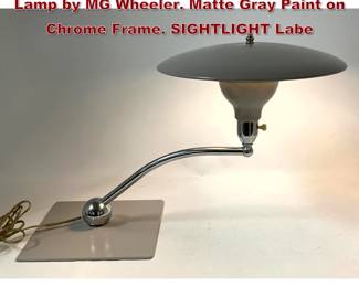 Lot 2244 Flying Saucer Sight Light Desk Lamp by MG Wheeler. Matte Gray Paint on Chrome Frame. SIGHTLIGHT Labe