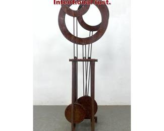 Lot 2246 Iron kinetic 3 lobe sculpture. Intentional rust. 