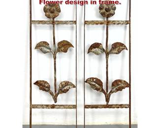 Lot 2248 Pr Iron Floral Garden Panels. Flower design in frame. 