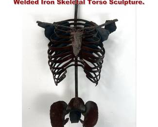 Lot 2250 Just in Time for Halloween. Welded Iron Skeletal Torso Sculpture. 