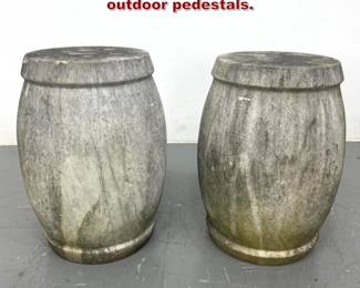 Lot 2261 Pr Heavy carved stone garden outdoor pedestals. 