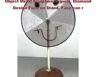 Lot 2264 Contemporary Artisan Found Object Metal Sculpture. Figural. Diamond Design Face on Stand. Face can r