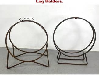 Lot 2270 2pc Modern Iron Outdoor Log Holders. 