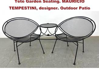 Lot 2271 1 Piece SALTERINI Iron Tete a Tete Garden Seating. MAURICIO TEMPESTINI, designer. Outdoor Patio