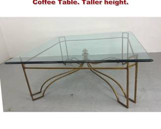 Lot 2274 Gilt Iron Base Glass Top Cocktail Coffee Table. Taller height. 
