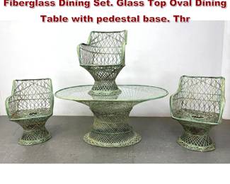 Lot 2275 4pc Russell Woodard style Fiberglass Dining Set. Glass Top Oval Dining Table with pedestal base. Thr
