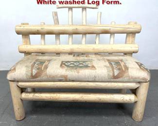 Lot 2280 Southwest Style Love Seat Bench. White washed Log Form. 