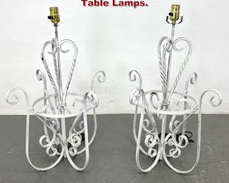 Lot 2282 Pair 50s Modern Wrought Iron Table Lamps. 