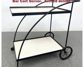 Lot 2283 Mid Century Modern Iron Framed Bar Cart Server. Arched design.