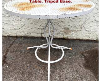 Lot 2285 Woodard Pedestal White Garden Table. Tripod Base.
