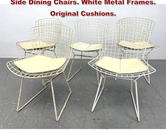 Lot 2286 Set 4 HARRY BERTOIA for KNOLL Side Dining Chairs. White Metal Frames. Original Cushions. 