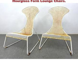 Lot 2288 Pair Mid Century Modern Wire Mesh Hourglass Form Lounge Chairs. 