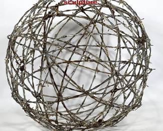 Lot 2289 16 inch Barbed wire sphere garden sculpture. 