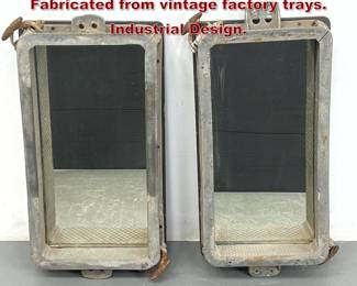 Lot 2290 Pair aluminum wall mirrors Fabricated from vintage factory trays. Industrial Design. 