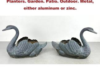 Lot 2300 Pr Large Vintage Swan Figural Planters. Garden. Patio. Outdoor. Metal, either aluminum or zinc. 