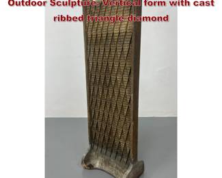 Lot 2305 Cast Concrete Monolith Sculpture. Outdoor Sculpture. Vertical form with cast ribbed triangle diamond