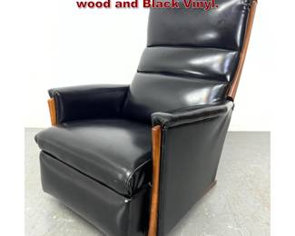 Lot 2314 Mid Century Modern Recliner. Teak wood and Black Vinyl.
