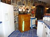 Oak Icebox, Pigs, Blue & White French Heater