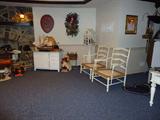White Ladderback Arm Chairs w/ Ottomans