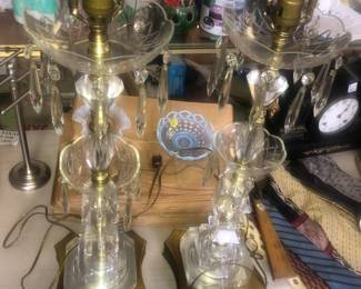 VINTAGE 1950'S PAIRPOINT CRYSTAL LAMPS FROM THE FISHER FAMILY DETROIT LENOX AVENUE RESIDENCE.