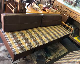 PAIR OF MID-CENTURY SOFA DAYBEDS, ORIGINAL PERIOD UPHOLSTERY, BOTH IN RARE EXCELLENT CONDTION. CIRCA EARLY 1960'S.