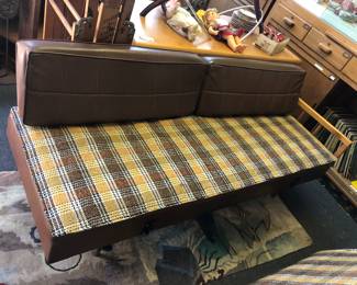 PAIR OF MID-CENTURY SOFA DAYBEDS, ORIGINAL PERIOD UPHOLSTERY, BOTH IN RARE EXCELLENT CONDTION. CIRCA EARLY 1960'S.