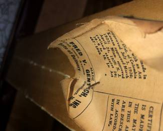 SIGNATURE OF MAKER OF PAIR OF MID-CENTURY SOFA DAYBEDS, ORIGINAL PERIOD UPHOLSTERY, BOTH IN RARE EXCELLENT CONDTION. CIRCA EARLY 1960'S.