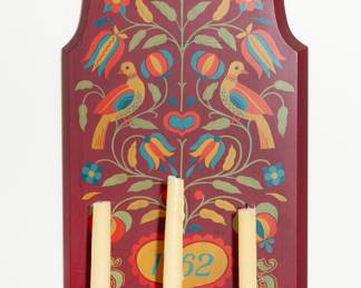 Stencil painted wood wall sconce 
