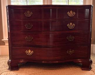 Baker Furniture Historic Charleston Collection Chippendale Style Serpentine Front Dresser Carved Mahogany with Original Brass Hardware 