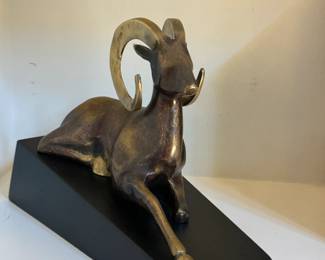 Mid Century Modern Brass Ram Sculpture
