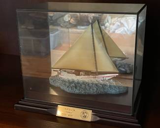 Anchor, bay ship, statue in case