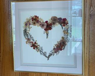 Pressed flowers heart picture