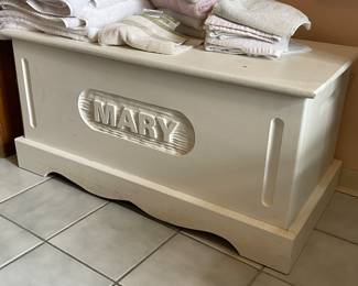 Wooden chest engraved  Mary