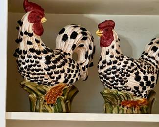 Set of ceramic roosters