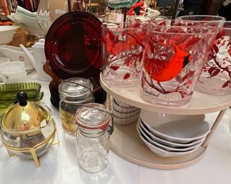 Cardinal glass set & pitcher