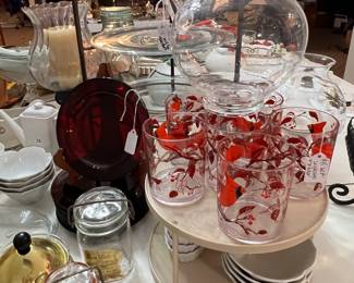 Cardinal clear resin cups & pitcher