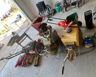 DR Mower, Air Compressor, Spray Rig, wood chipper, heater, lawn & garden chemicals