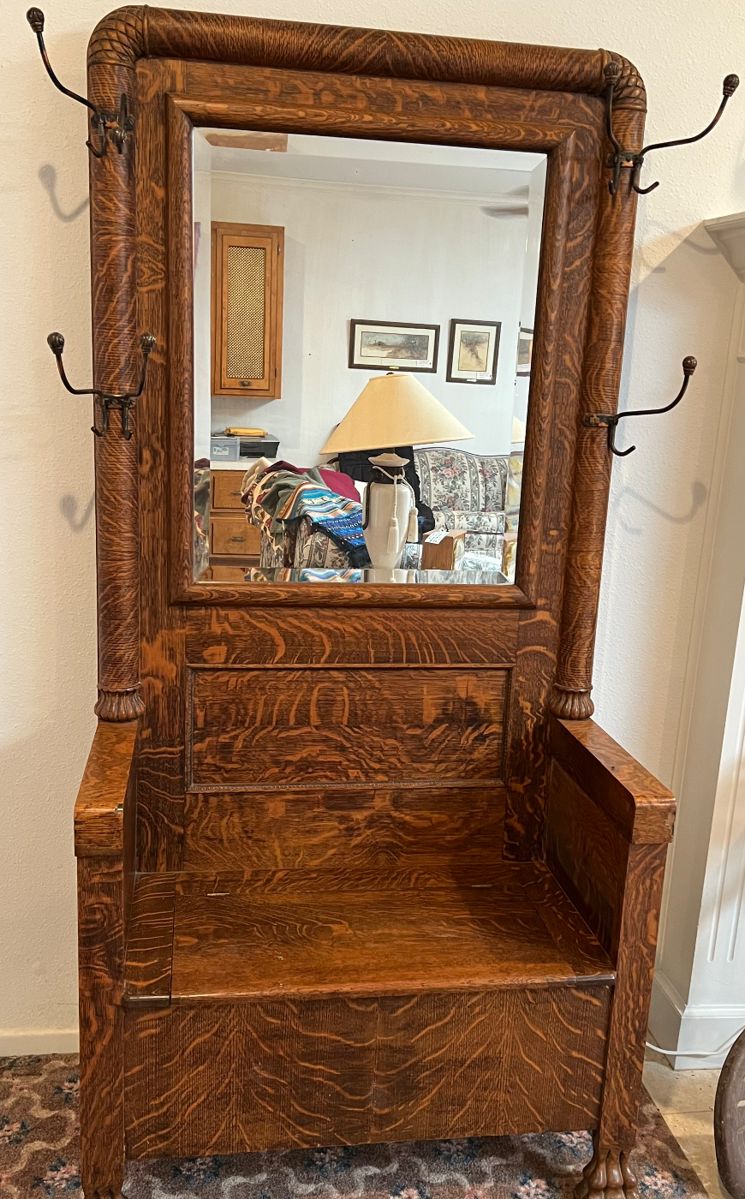 Antique Hall Tree - wood, heavy