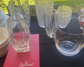 BACCARAT VASE AND CZECH CRYSTAL