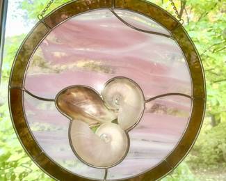 Stained glass window hanging