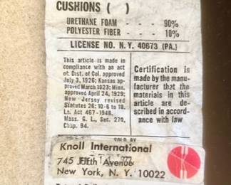 Knoll International label on Warren Platner chairs
