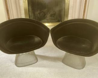 3 and 4 of 4 1970’s Warren Platner Lounge Chairs for Knoll International w/ black upholstery!  Both chairs in beautiful vintage condition!