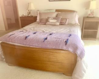 Vintage headboard, footboard (mattress not included), 1960's end tables