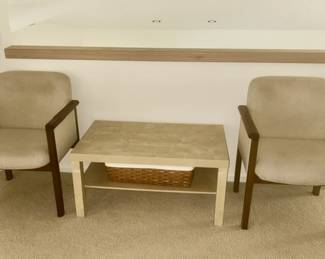 Pair of side chairs and side table