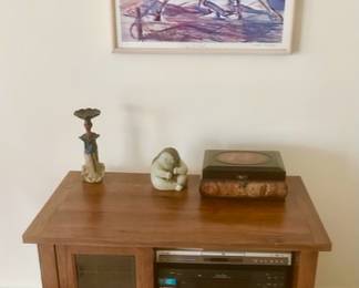 Modern electronic/multi-purpose cabinet, misc. decor