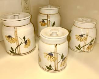4 piece pottery canister set